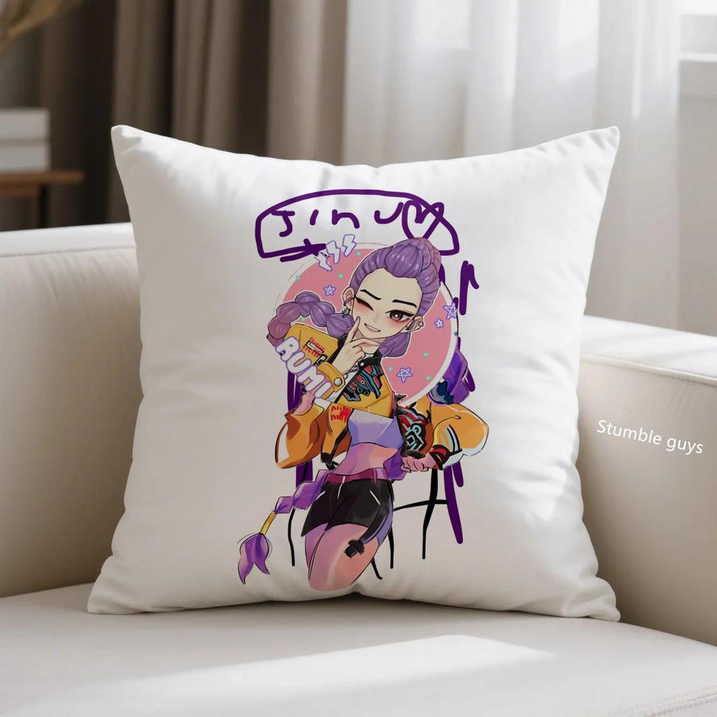 Kpop Demon Hunters Anime Cushion Cover Sofa Pillowcase Home