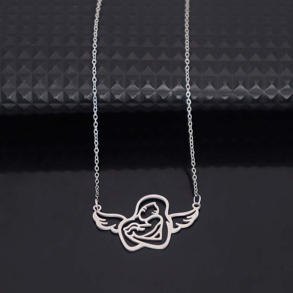 Stainless Steel Mother & Child Pendant Necklace - Fade-Resistant Mother's Day Clavicle Chain