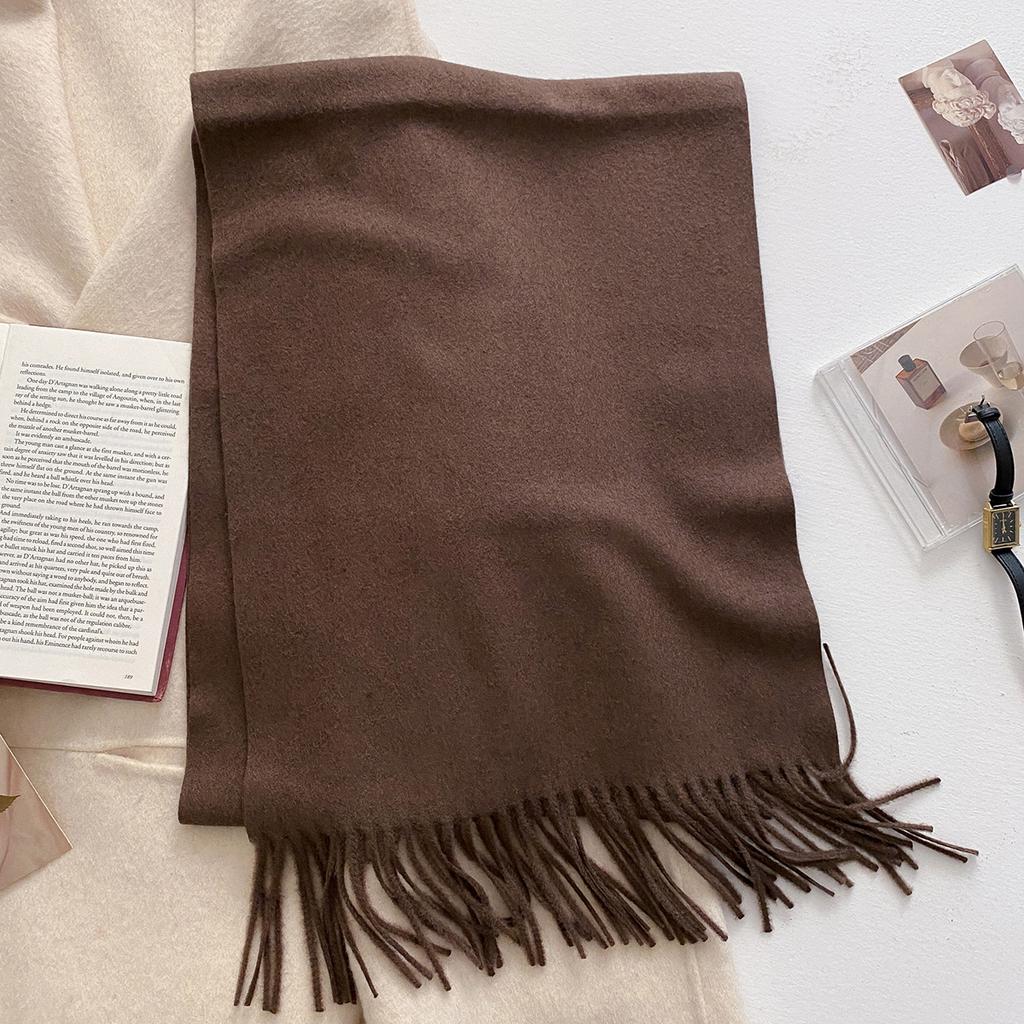 30*180cm Wool Scarf Women Luxury Solid Color Winter Warm Fashion Scarves Tassel Shawls Pashmina Lady Soft Wraps