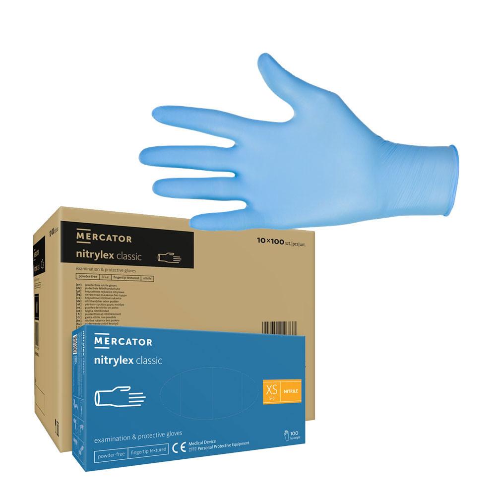 Nitrile Gloves Blue Mercator Nitrylex Classic 100 Pieces Carton 10 Pack