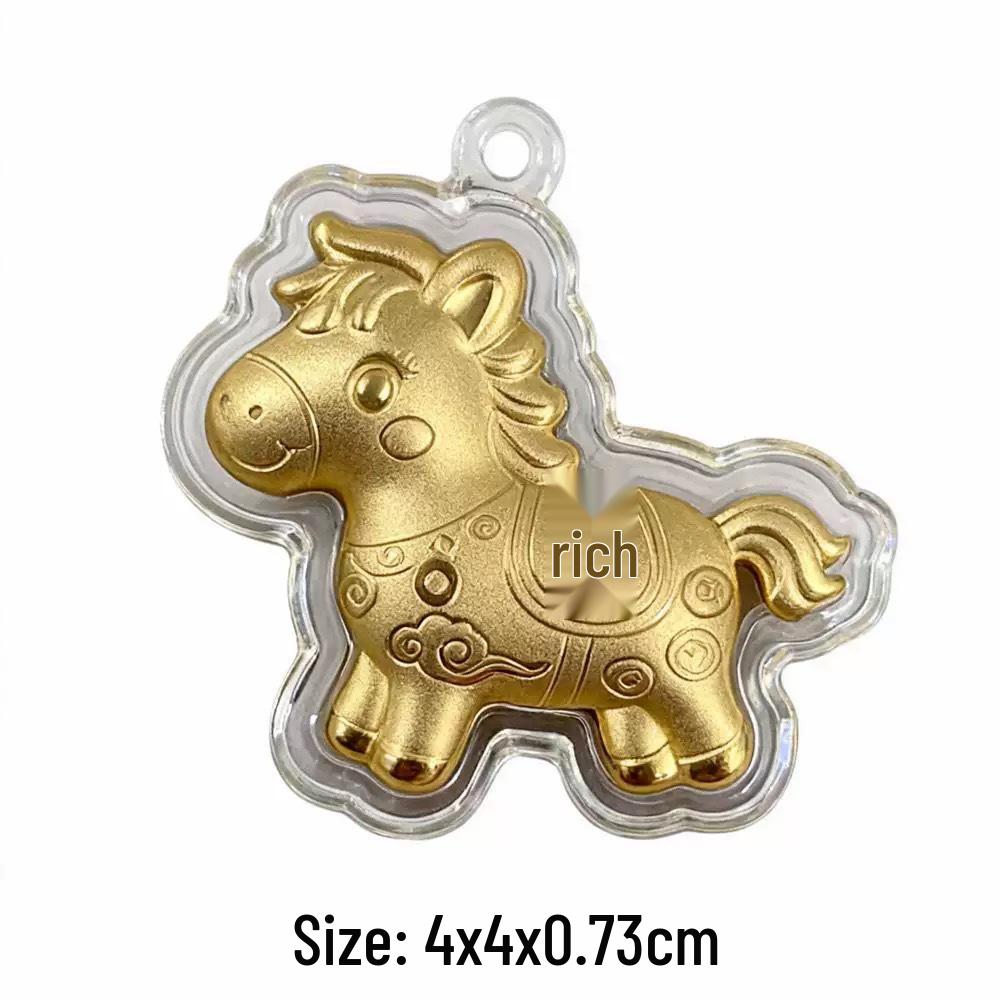 2026 Year of the Horse Red Woven Rope Cartoon Pony Phone Charm - New Year Gift Gold Foil
