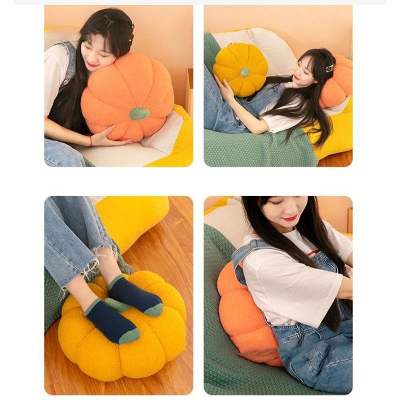 Cute Halloween Pumpkin Plush Throw Pillow Soft Velvet Pillow Cushion Decor