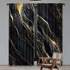 2Pcs Black Gold Marble Window Curtains Suitable For Bedroom Bathroom Living Room Window Drapes Gold Modern Design Art