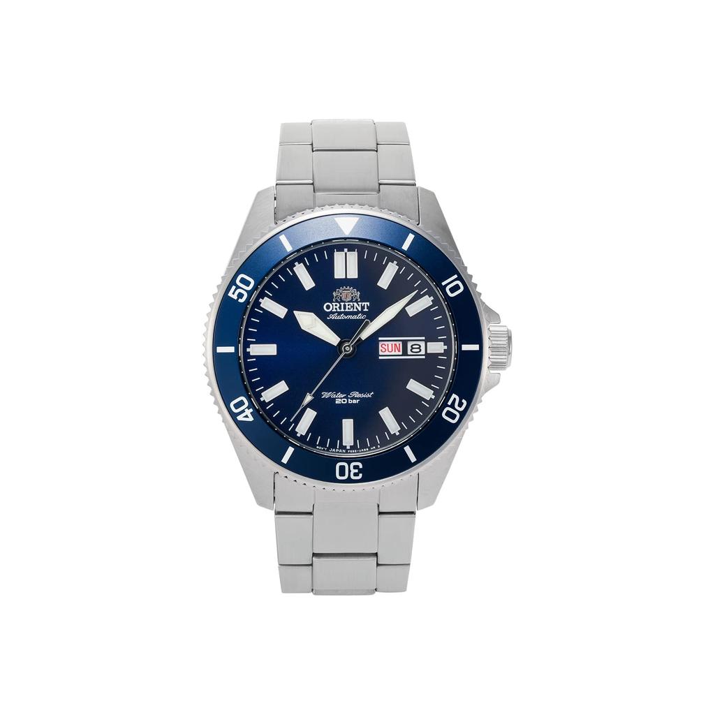 Orient "Kanno" Japan Automatic/Manual Diver Style Watch, Blue Dial, Stainless Steel Bracelet.