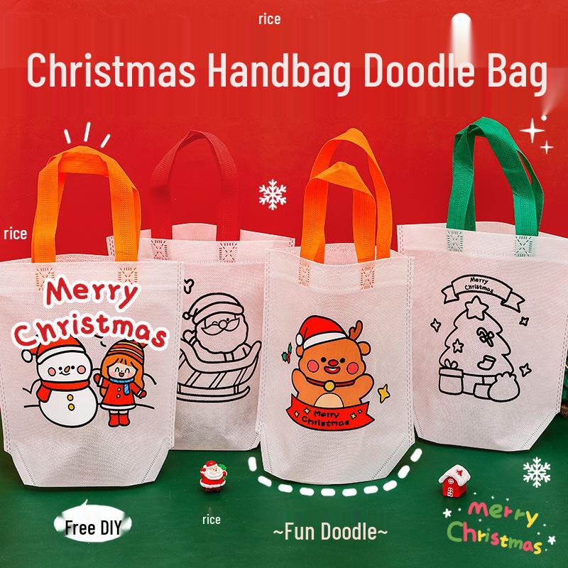 

Сумка-тоут для раскрашивания рождественских дудлов ручной работы для детей