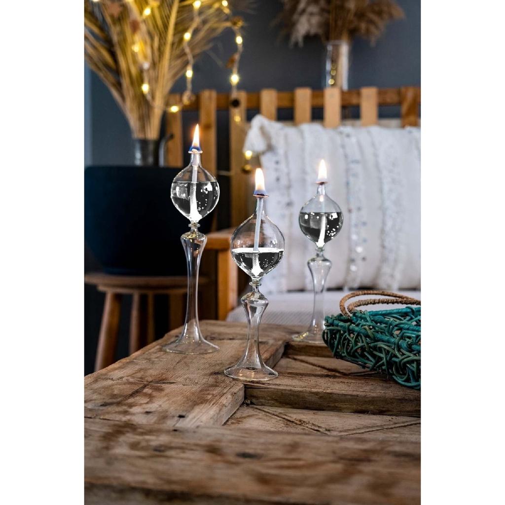 Drops Footed Glass Lamp Set Of 3 Oil Lamp