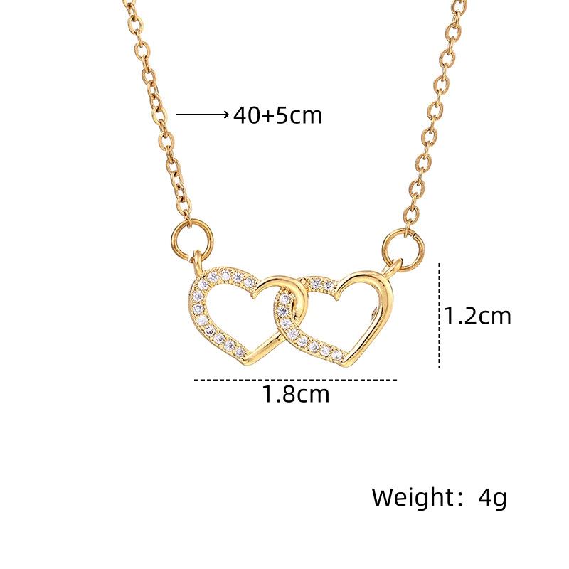 

1 Pcs High Fashion Women s Necklace Copper Micro Zirconia Heart to Heart Niche Pendant Light Luxury Minimalist Accessories