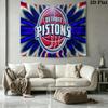 Detroit Pistons Wall Tapestry Aesthetic Wall Hanging Printed Fabric Blanket Decorative Tapestries for Bedroom Living Room Home Decor