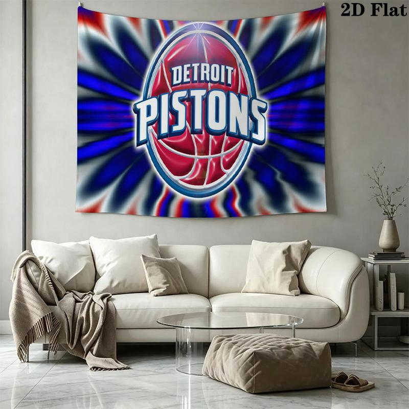 Detroit Pistons Wall Tapestry Aesthetic Wall Hanging Printed Fabric Blanket Decorative Tapestries for Bedroom Living Room Home Decor