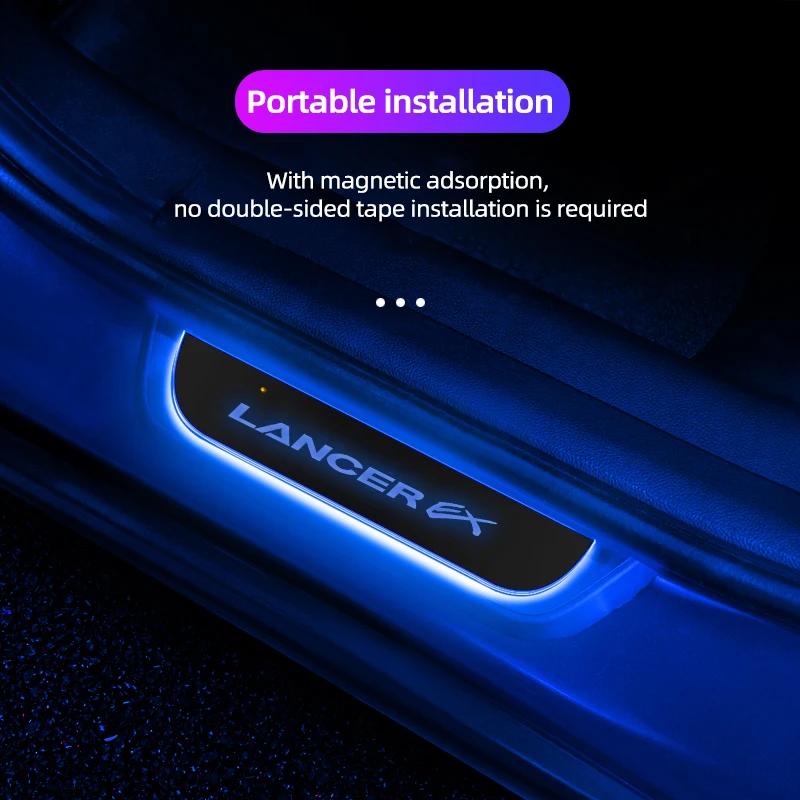 Custom Wireless LED Door Sill Ambient Light for Mitsubishi Outlander Lancer 9 EX ASX Pajero L200 Colt Eclipse Ralliart Delica