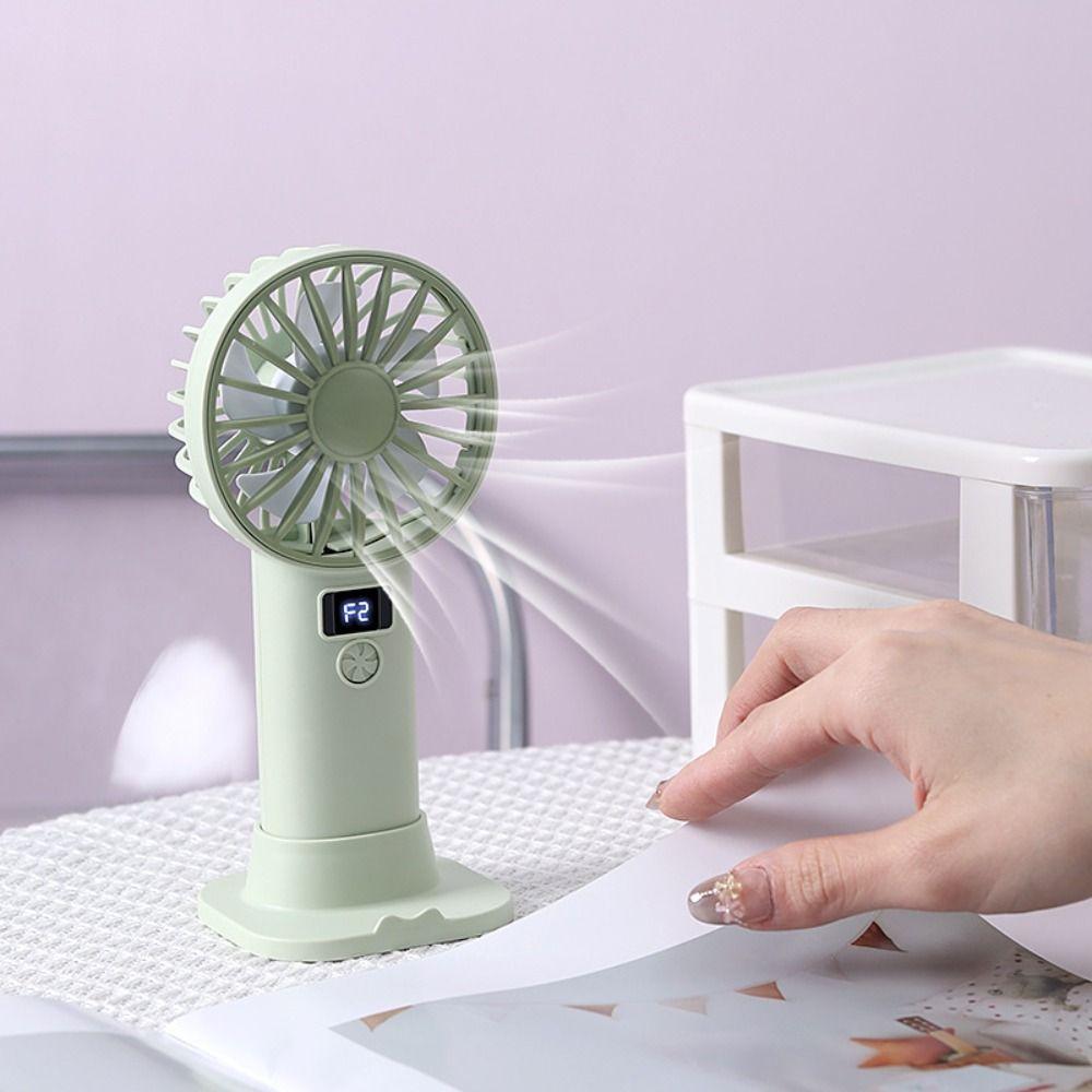 Compact Digital Display Fan Stable Base USB Rechargeable Fan Portable Desktop Fan  Gift Giving