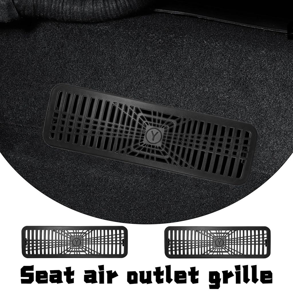 2Pcs Rear Seat Under-Seat Air Vent Grille Protectors for Tesla Model Y Juniper 2025 2026 Impact-Resistant AC Outlet Covers Tool-Free Interior Acces