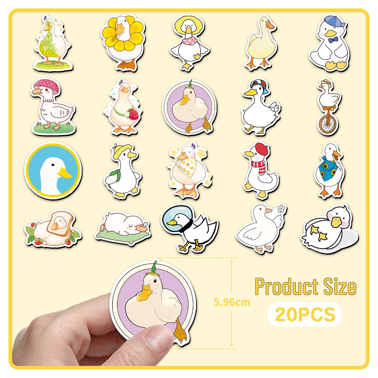 20-Pack Cartoon Duck Waterproof Soft Magnetic Refrigerator Stickers - Cute Animal Design 5.5-8.5 CM