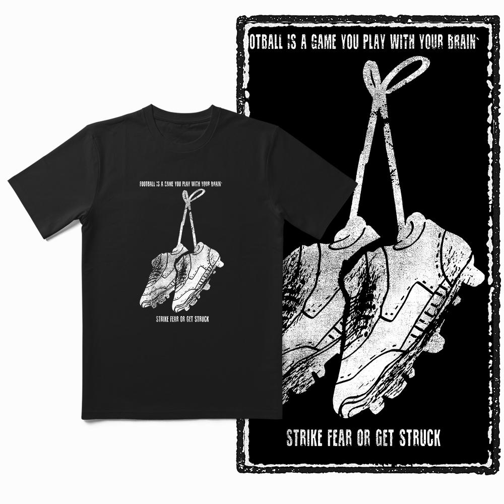 Coolmind YC Football Theme Print 100% Cotton Exclusive Graphic Men T Shirt for Men Big Size Cool BLACK Men's Novelty Tee Shirt