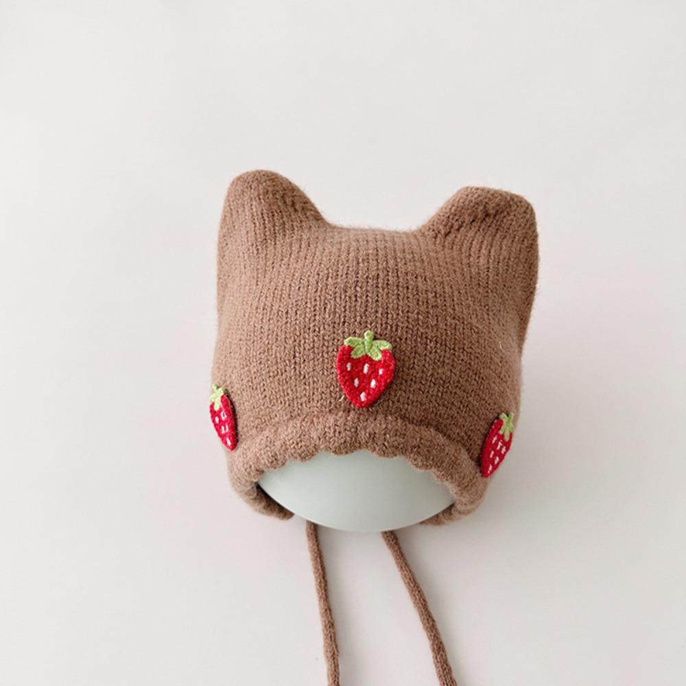 

Ear Protection Baby Hat Cute Strawberry Princess Hat Fashion Baby Warm Hat Winter коричневый