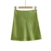 2025 Summer French Retro Satin Acetate A-line Mini Skirt with Side Zipper