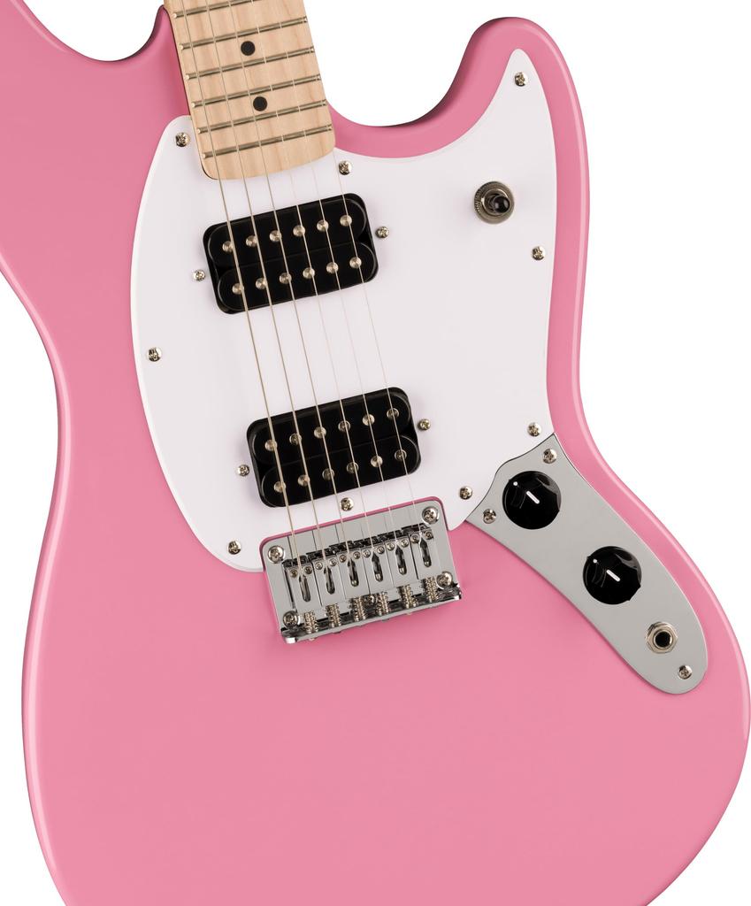 Squier by Fender Squier Electric Guitar Squier Maple White Flash Pink with Soft Case Sonic™ Mustang® HH, Fingerboard, Pickguard,