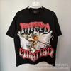 Unisex Vintage American Style Loose Fit Cotton Tee With Embellished Letter Print Round Neck Short Sleeve