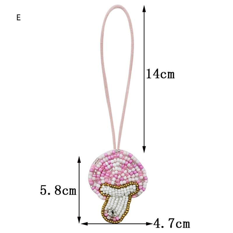 Cute Handmade Mushroom Beaded Bag Charm Colorful Beaded Keychain For Purse Home Decor Hanging Ornaments