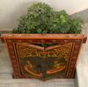 Antique Hand-Painted Krishna Wooden Window Frame: Indian Religious Decor