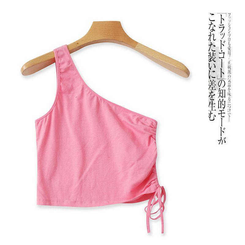 

One-Shoulder Summer New Arrival Export Sexy Drawstring Vest Peach A- 6-5-3 L