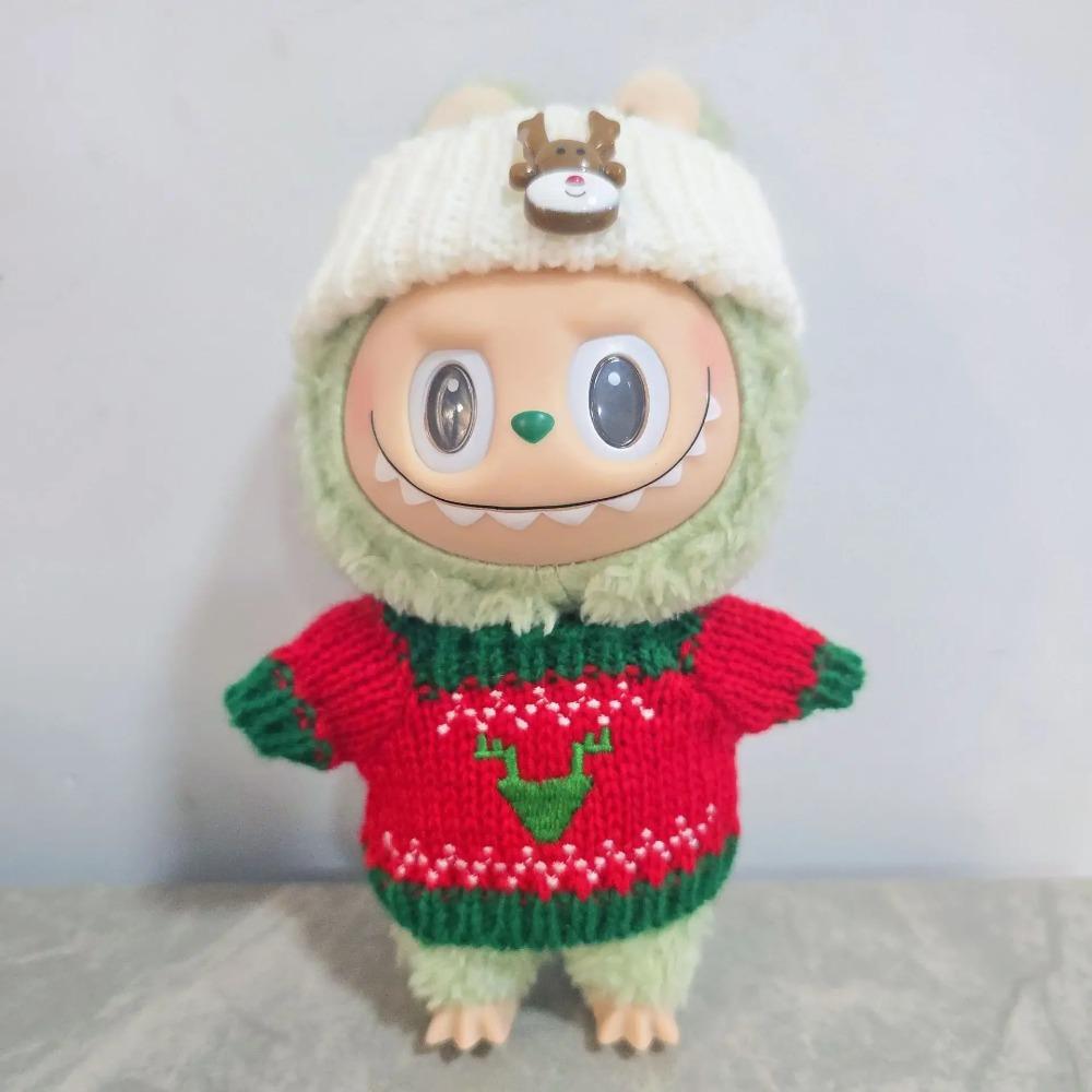 Doll Clothes For 15-17CM Labubu Clothing Merry Christmas Hat Scarf Elk Snowman Set Mini Plush Doll Accessory New Year Dress Gift