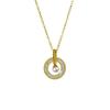 Zircon Pendant Titanium Steel Clavicle Necklace for Women - French Celebrity Style, Trendy Light Luxury with Rhinestone Inlaid Design.