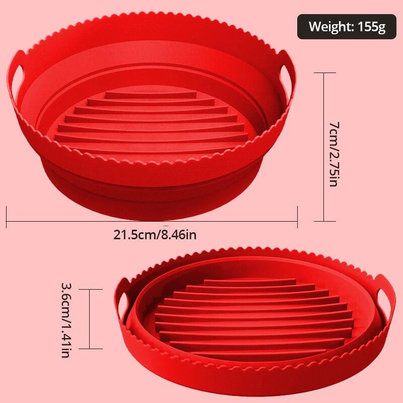 1pc Air Fryer Silicone Baking Tray Foldable Reusable Basket Mat Non-Stick Pot Round Microwave Pads Baking Mat Oven Tool