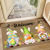 Easter Bunny Dwarf Welcome Doormat, Polyester Non-Slip Machine Washable Rug for Kitchen Bathroom Dining Room Entryway Decor