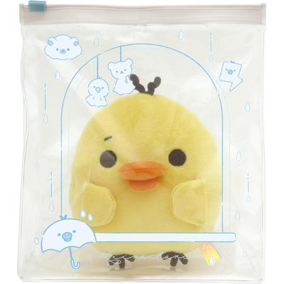 San-X Rilakkuma "Rainy Days, Sunny Days Rilakkuma" Plush Toy with Pouch Kiiroitori MO98501 H180 X W155 X D70mm