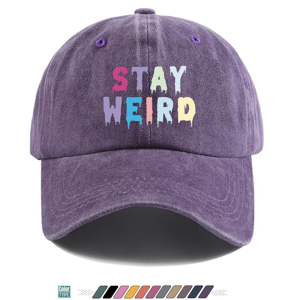 Pc Pcs STAY WEIRD Graffiti Duckbill Cap Adjustable Snapback Baseball Hat with STAY WEIRD Print Lightweight Breathable S
