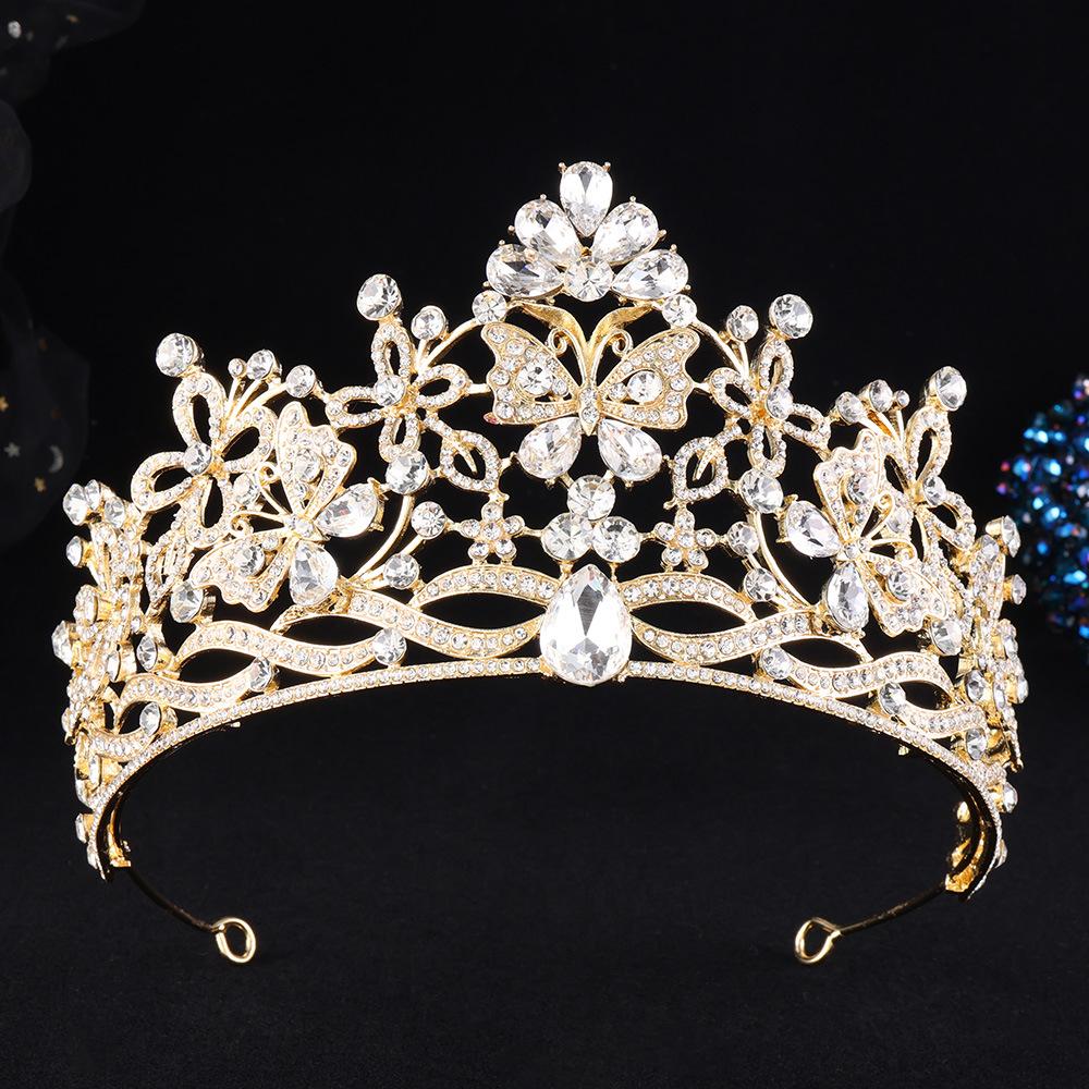 DIEZI Luxury Butterfly AB Rhinestone Crystal Tiara For Women Wedding Party Elegant Bridal Bride Crown Jewelry Hair Accessories