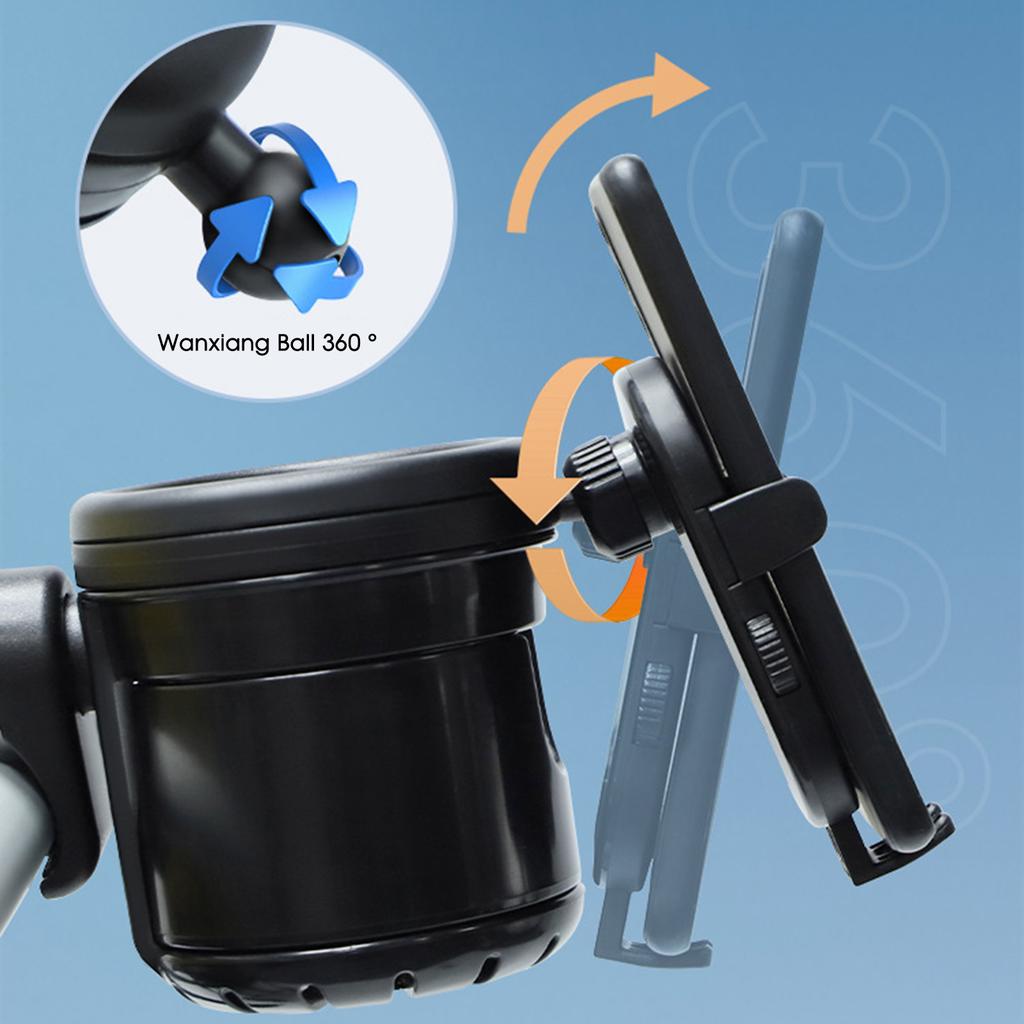 Universal Stroller Cup Holder Plastic Water Bottle Holders with Phone Storage Slot Suitable for Bikes Trolleys Wheelchair