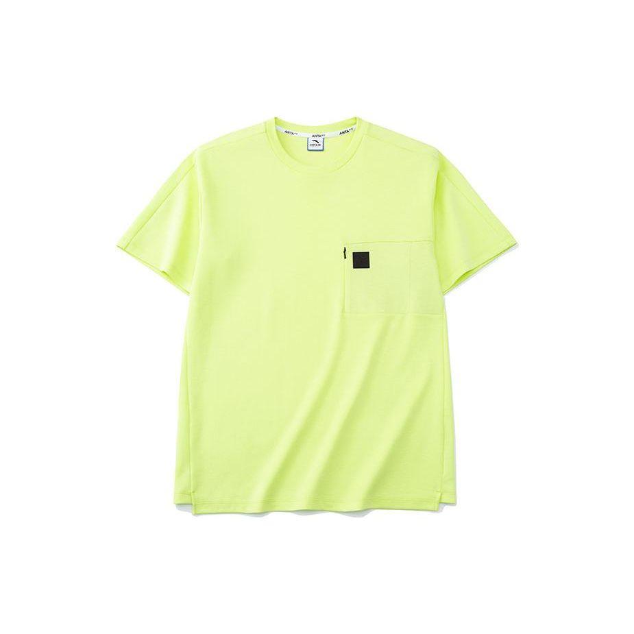 

Anta SS22 Solid Color Patch Pocket Crew Neck T-Shirt Men Tops Bright-Yellow 152220157-1