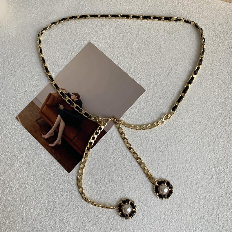 

Trendy Womens Chain Waist Belt In Elegant Black And Chic Colors White чёрный