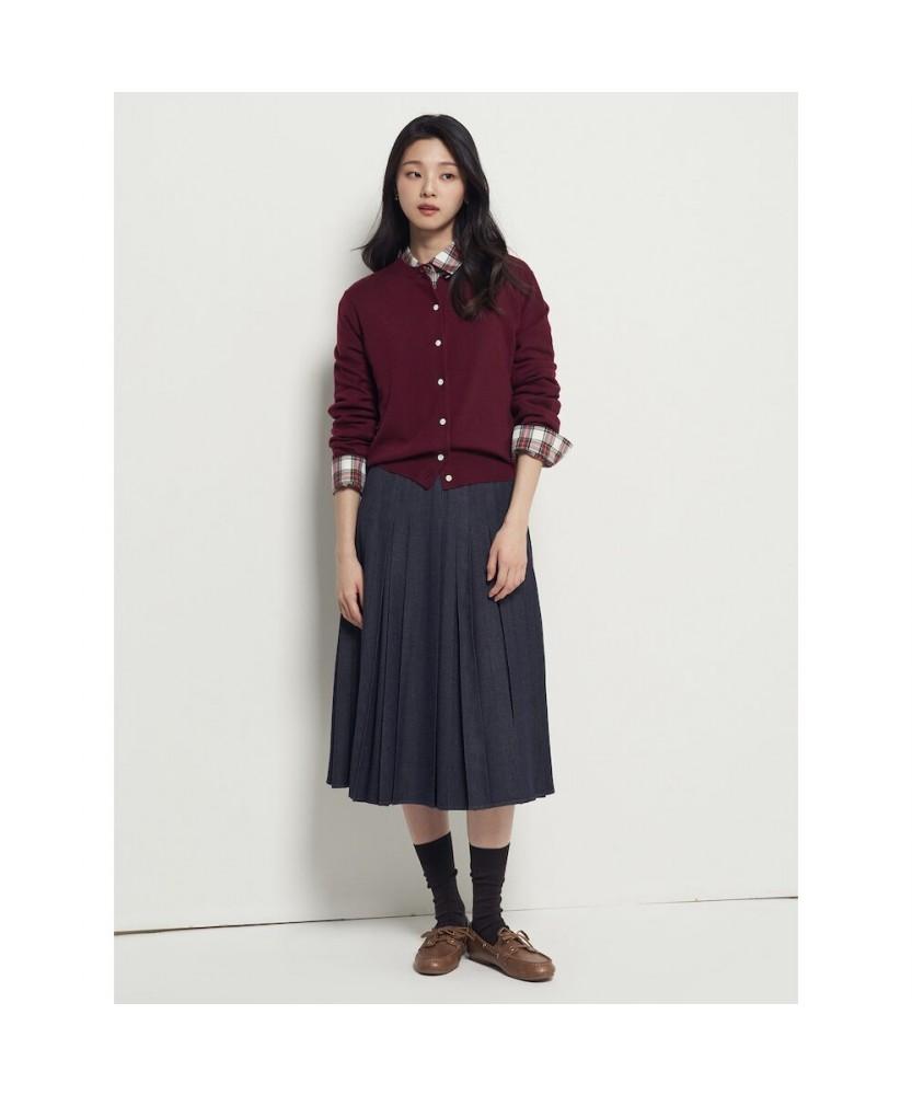 Binpolleidiseu Denim-Like Pleated Skirt Navy (Bf5X27C55R)