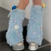 Winter Niedlich Bunt Stern Schleife Flauschig Lange Strümpfe Beinstulpen Ästhetisch Stiefelsocken Plüsch Warm Beinstulpen Abdeckungen