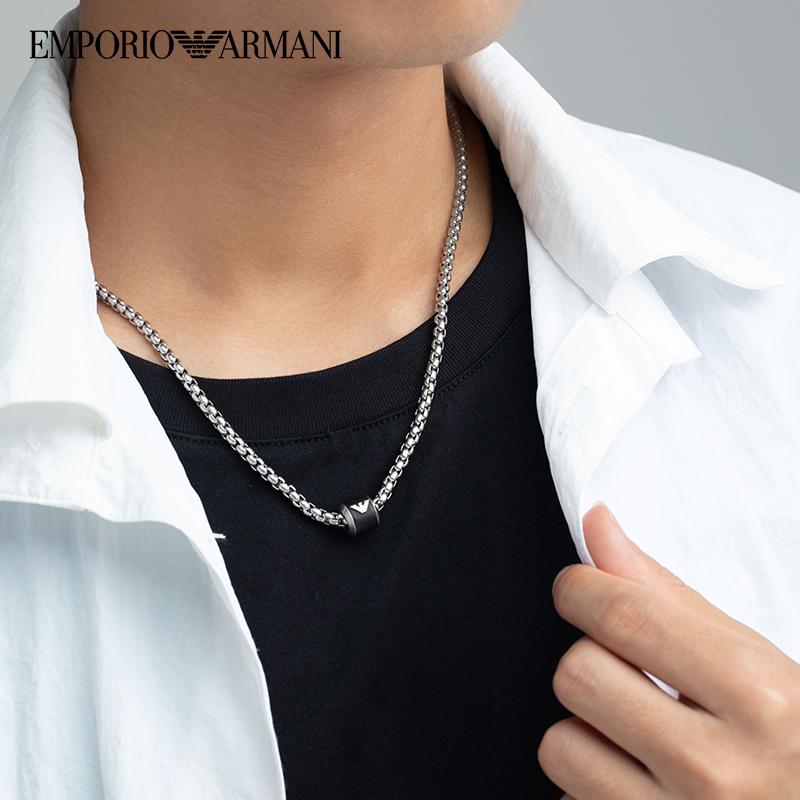 Emporio Armani Modisches Edelstahl-Halskette Herren Halskette Schwarz EGS2910040