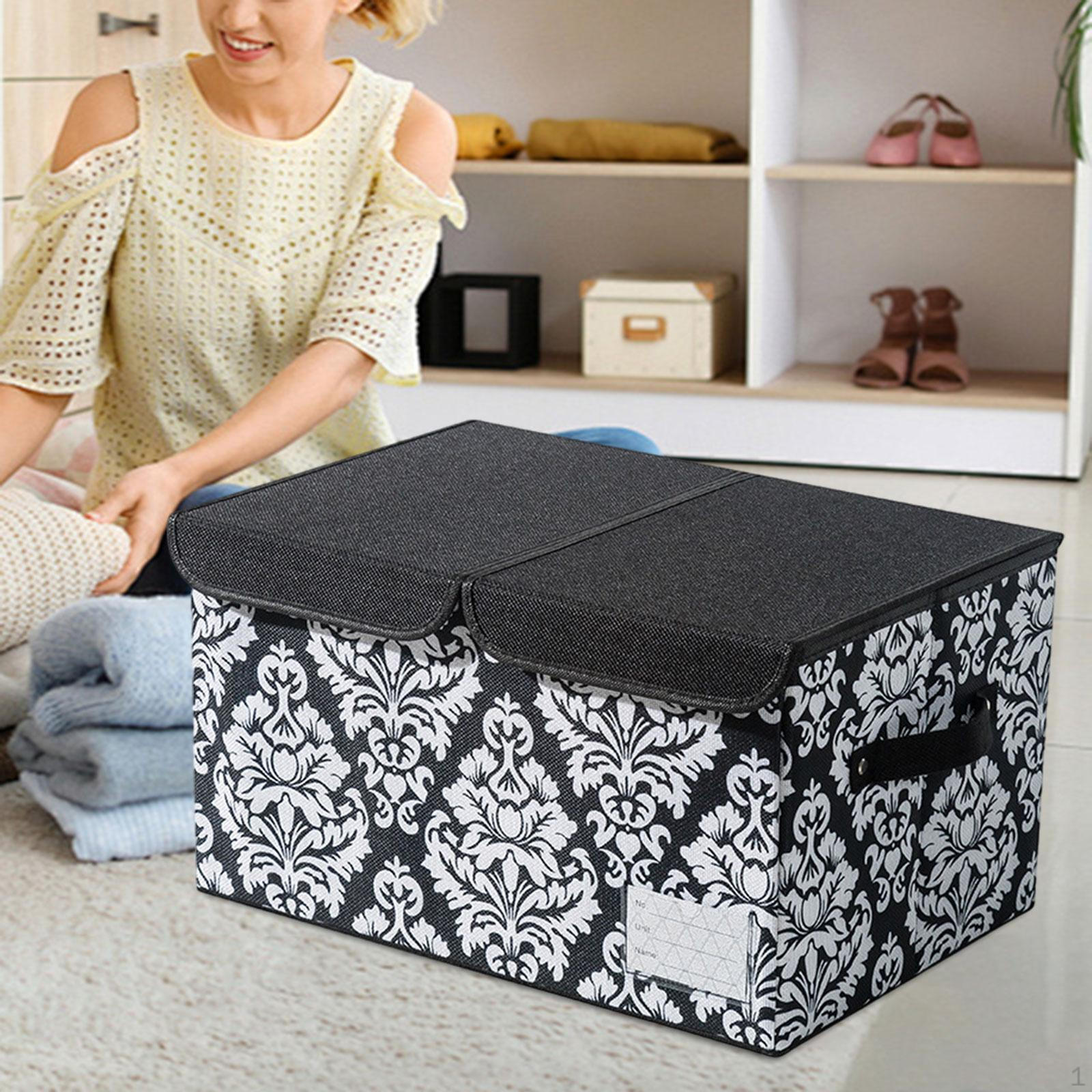 

Складной ящик для хранения с крышками Органайзер для шкафа Пустая этикетка Многоцелевой для одежды black white