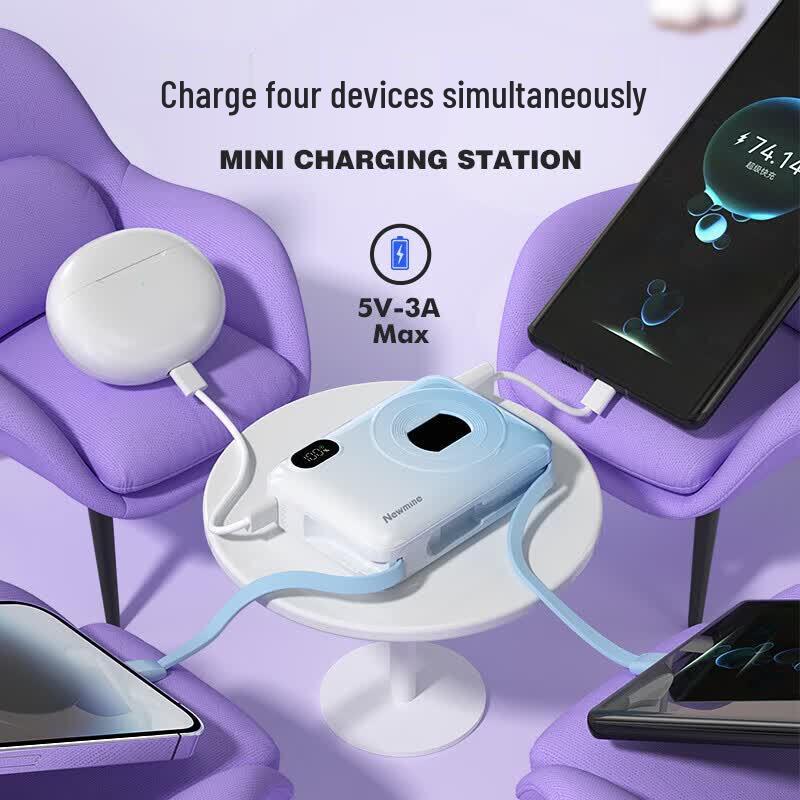 Newmine AL38 10000mAh Power Bank with Built-in Cables
