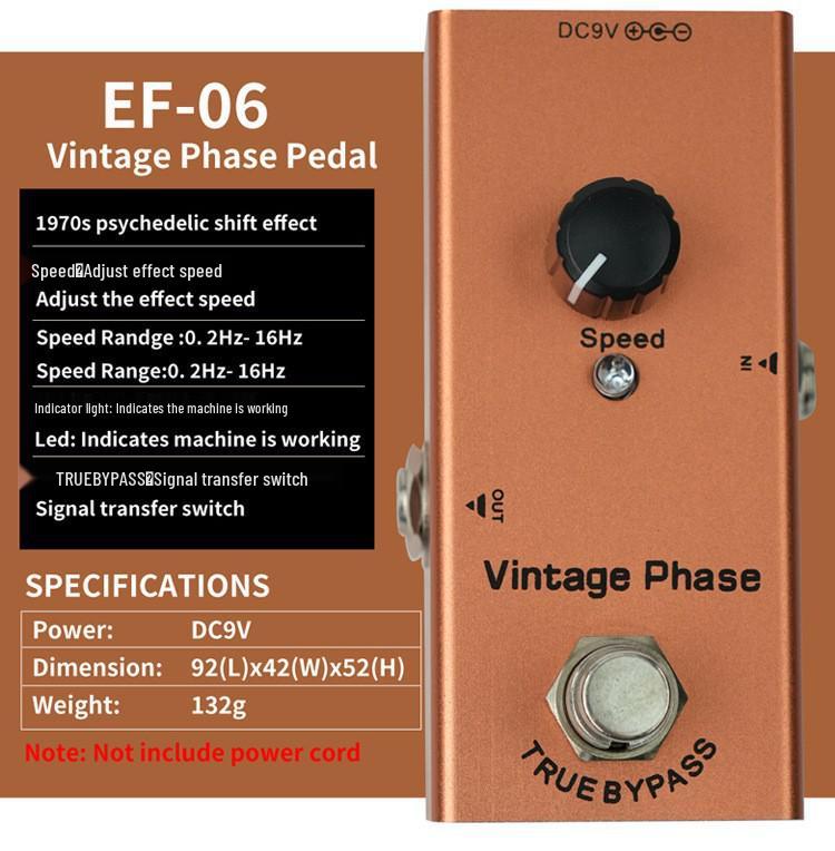 Compact Electric Guitar Effects Pedal: Overdrive, Distortion, Tremolo, Delay, Chorus, Reverb