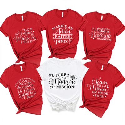 Humor French Bachelorette Party T-Shirt Girls Single Farewell Tees Team Evjf Future Bride Shirt Funny Bridal Shower Wedding Tops