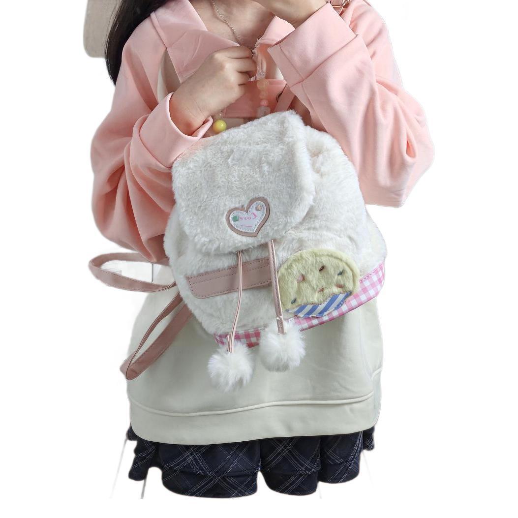 

Furry backpack 2025 spring new plush sweet ins girl fashion versatile fur bag casual bag