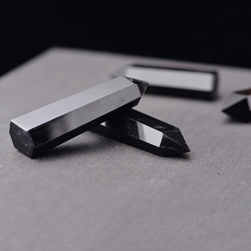 Elegant And Timeless 100% Natural Obsidian Black Quartz Crystal Stone Point Healing Hexagonal Wand