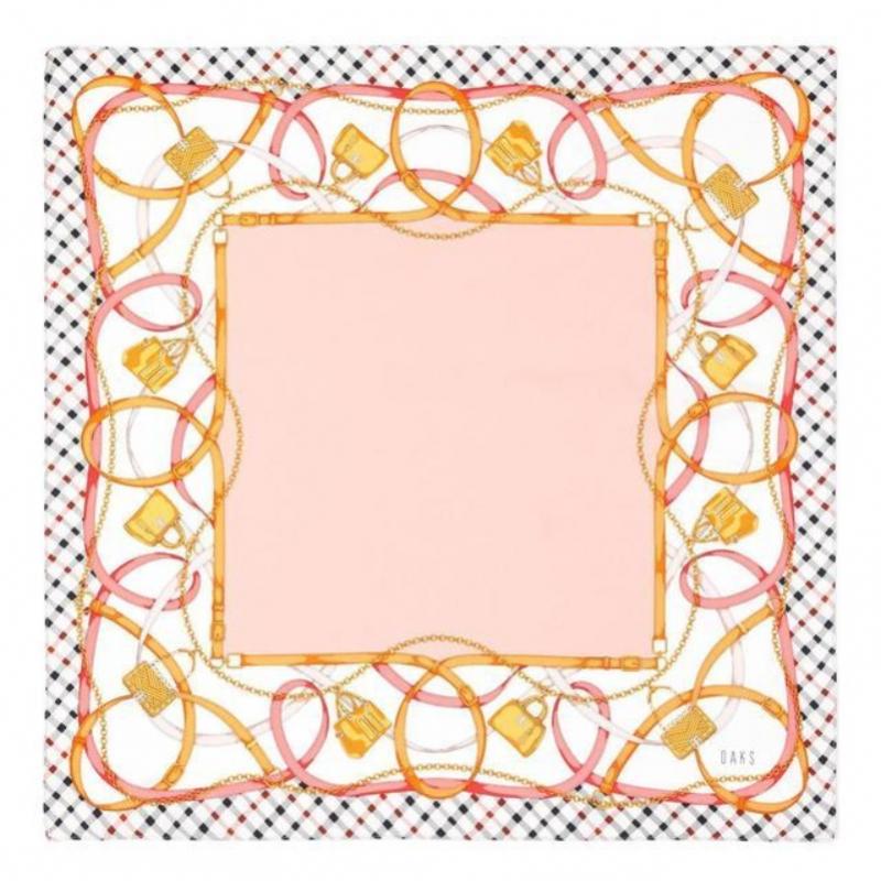 Daks Pink Chain Pattern Square Silk Scarf Dcsc6e142p2