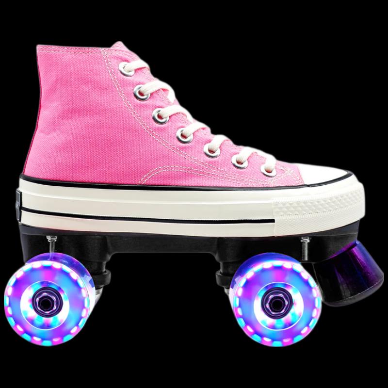 High-Top Canvas Double-Row Roller Skates