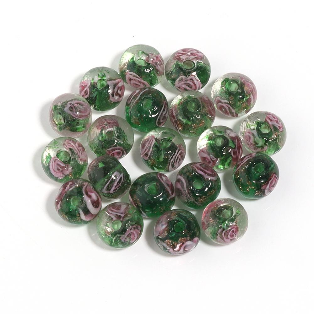 10Pcs 8mm Lampwork Transparent Flower Beads Glass Loose Round Beads For Handmade Women Bracelet Making DIY Jewelry Supplies