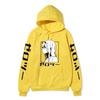 Zero Two Side Profile Anime Hoodie Japanese Letter Print Black Casual Long Sleeve Hooded Sweatshirt Pullover