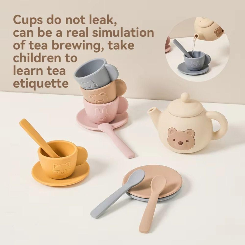 Little Bear Silicone Afternoon Tea Set Early Educational Tea Set Play Toy  Toddlers Girls Boys