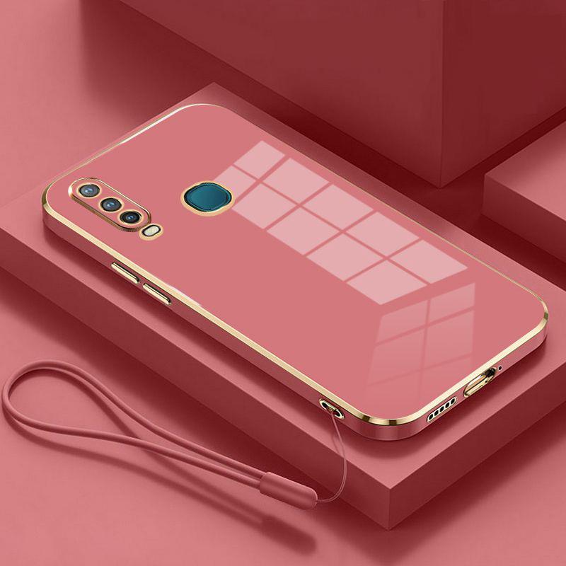 

Чехол для vivo Y17 vivo Y15 Y12 Y19, задняя крышка Vivo 1916 1904 1940 1902 1901, чехлы из матового силикона, роскошные квадратные чехлы с покрытием For vivo 1901&Case & Strap